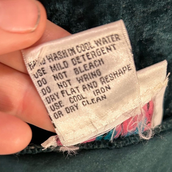 A Lacy Afternoon VTG  green crushed velvet open front lounger long house coat 2X - Picture 14 of 16